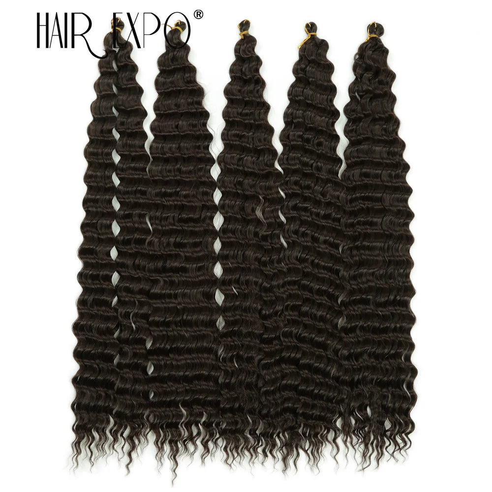 30Inch Freetress Deep Twist Crochet Hair Synthetic Curly Hair Crochet Braids Ocean Wave Braiding Hair Extension Ombre Afro Curls