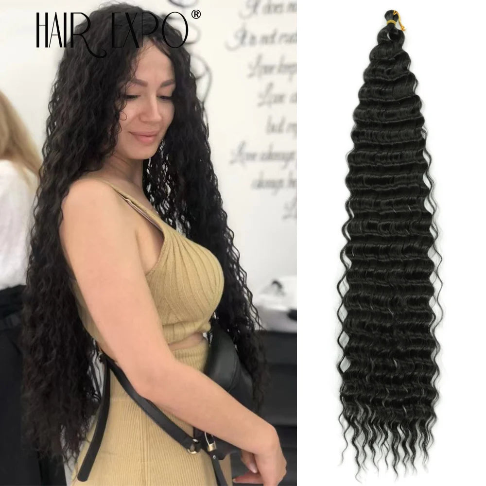 30Inch Freetress Deep Twist Crochet Hair Synthetic Curly Hair Crochet Braids Ocean Wave Braiding Hair Extension Ombre Afro Curls