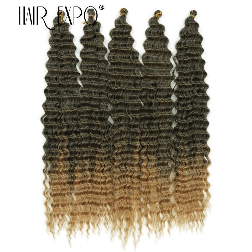 30Inch Freetress Deep Twist Crochet Hair Synthetic Curly Hair Crochet Braids Ocean Wave Braiding Hair Extension Ombre Afro Curls