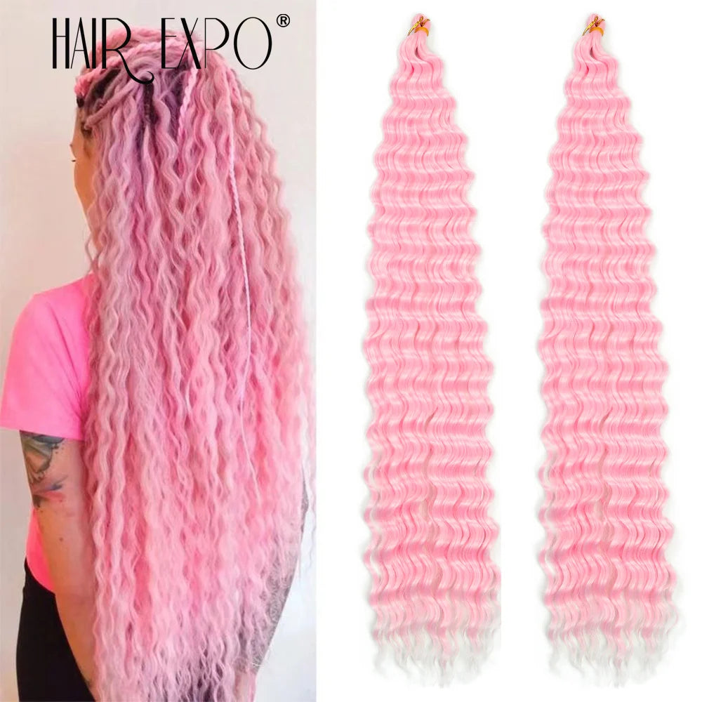 30Inch Freetress Deep Twist Crochet Hair Synthetic Curly Hair Crochet Braids Ocean Wave Braiding Hair Extension Ombre Afro Curls