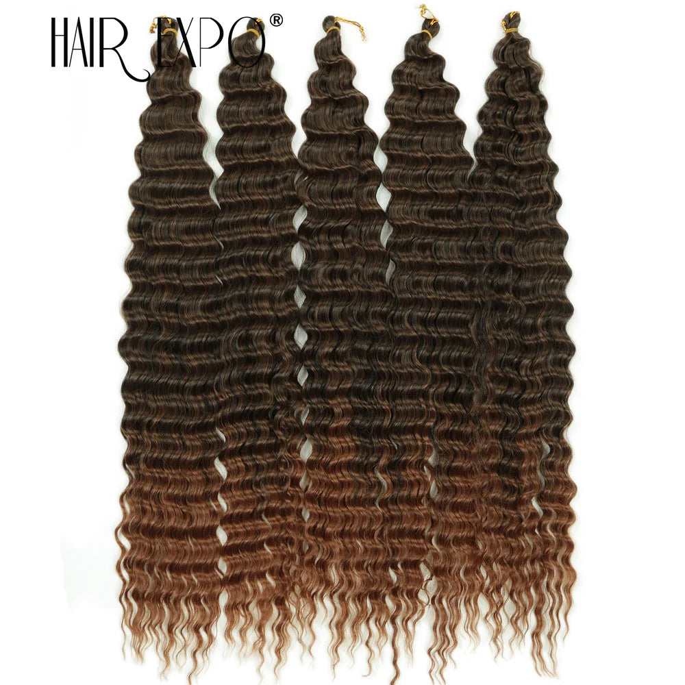 30Inch Freetress Deep Twist Crochet Hair Synthetic Curly Hair Crochet Braids Ocean Wave Braiding Hair Extension Ombre Afro Curls