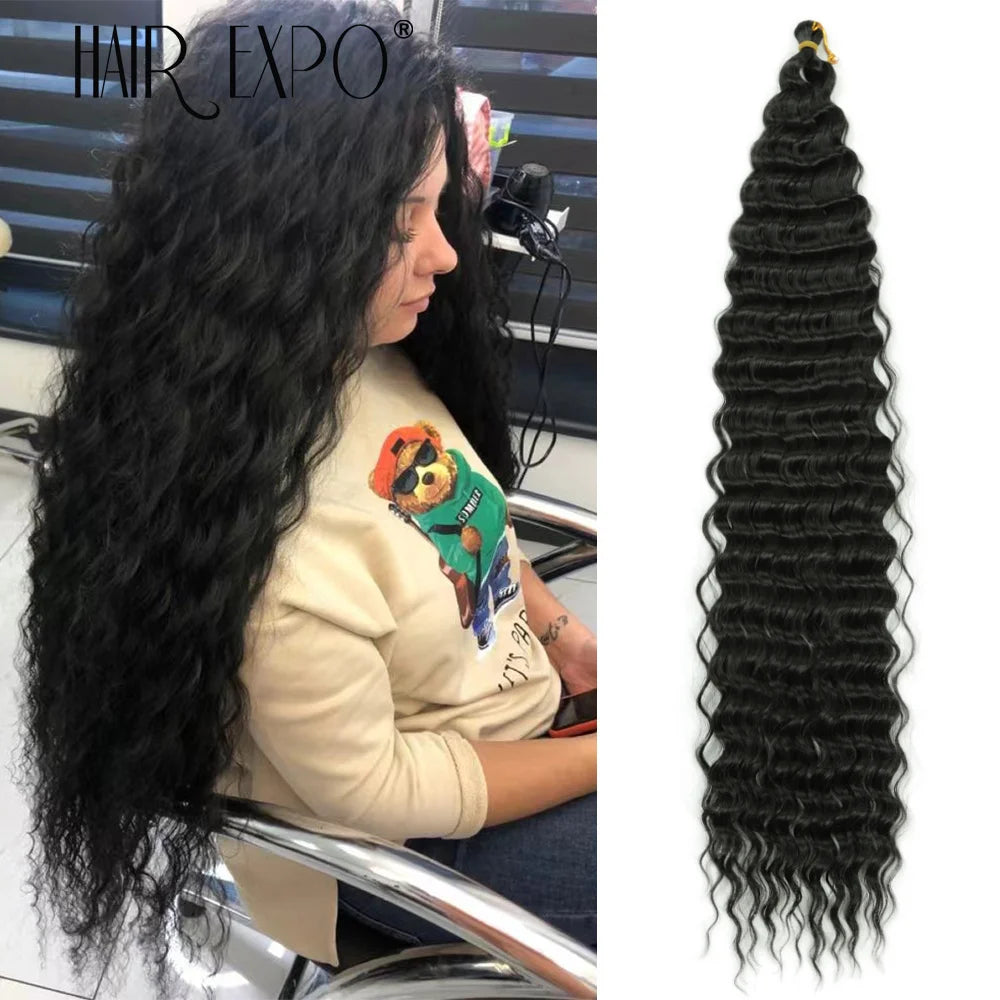 30Inch Freetress Deep Twist Crochet Hair Synthetic Curly Hair Crochet Braids Ocean Wave Braiding Hair Extension Ombre Afro Curls