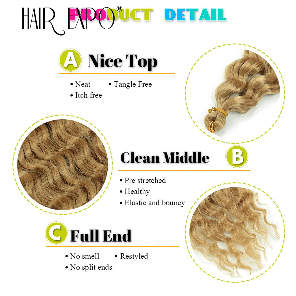 30Inch Freetress Deep Twist Crochet Hair Synthetic Curly Hair Crochet Braids Ocean Wave Braiding Hair Extension Ombre Afro Curls