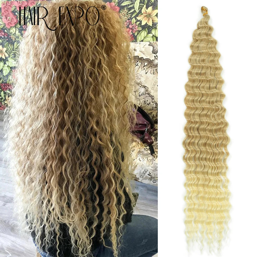 30Inch Freetress Deep Twist Crochet Hair Synthetic Curly Hair Crochet Braids Ocean Wave Braiding Hair Extension Ombre Afro Curls