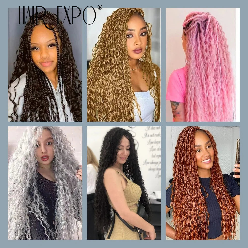 30Inch Freetress Deep Twist Crochet Hair Synthetic Curly Hair Crochet Braids Ocean Wave Braiding Hair Extension Ombre Afro Curls