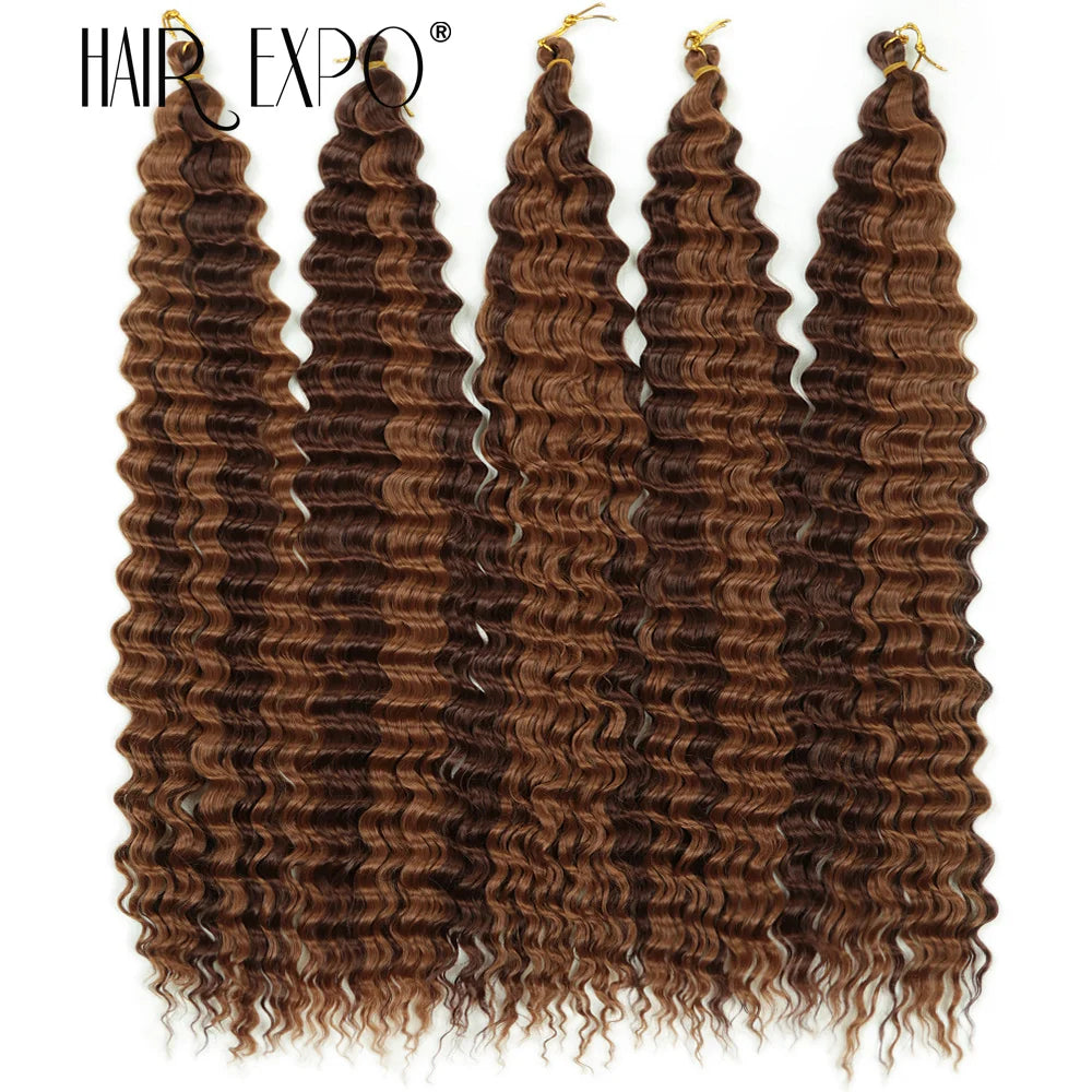 30Inch Freetress Deep Twist Crochet Hair Synthetic Curly Hair Crochet Braids Ocean Wave Braiding Hair Extension Ombre Afro Curls