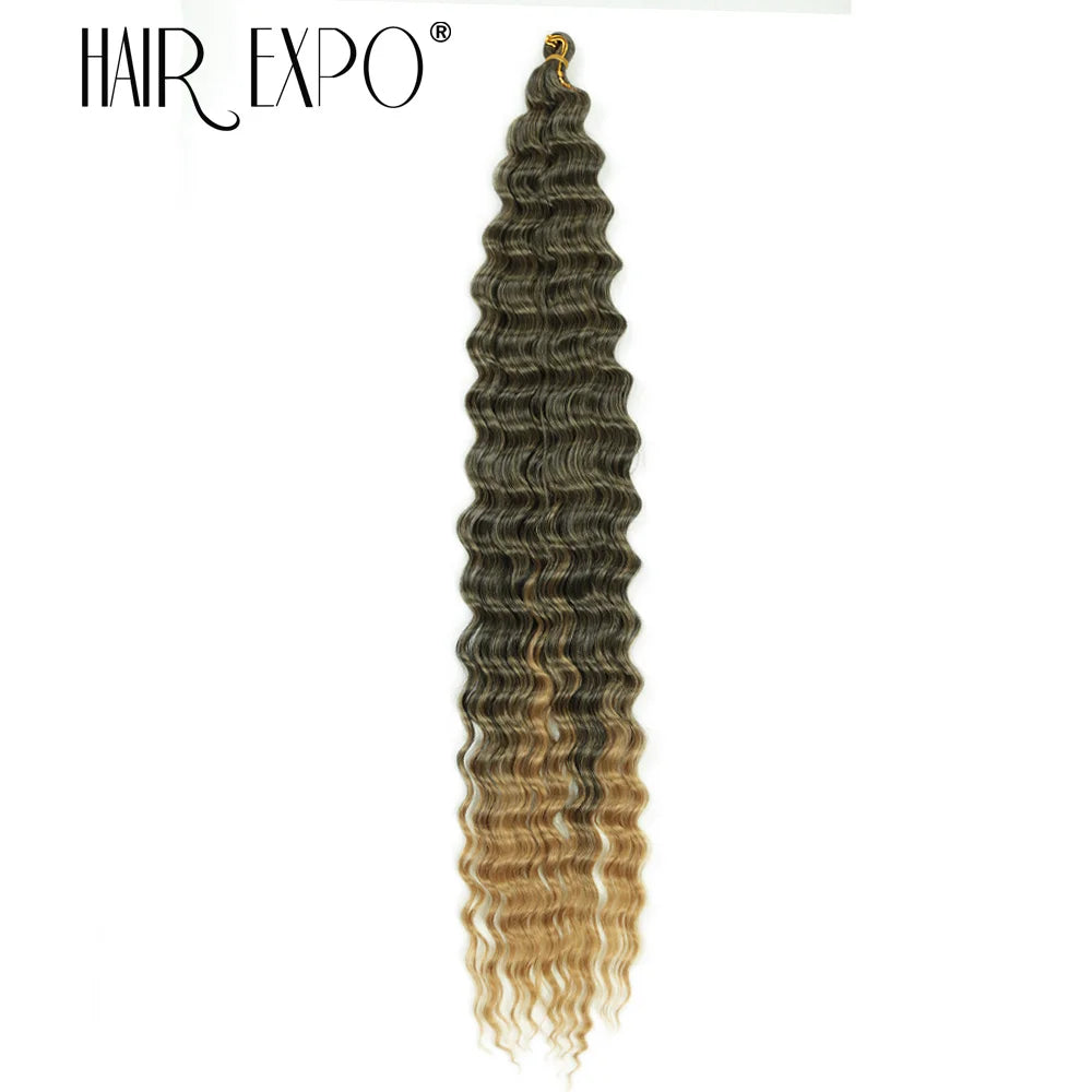 30Inch Freetress Deep Twist Crochet Hair Synthetic Curly Hair Crochet Braids Ocean Wave Braiding Hair Extension Ombre Afro Curls