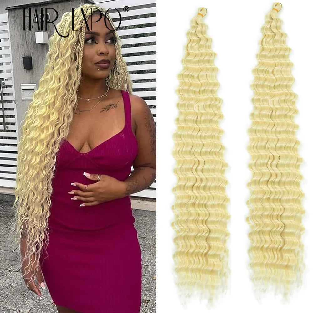 30Inch Freetress Deep Twist Crochet Hair Synthetic Curly Hair Crochet Braids Ocean Wave Braiding Hair Extension Ombre Afro Curls