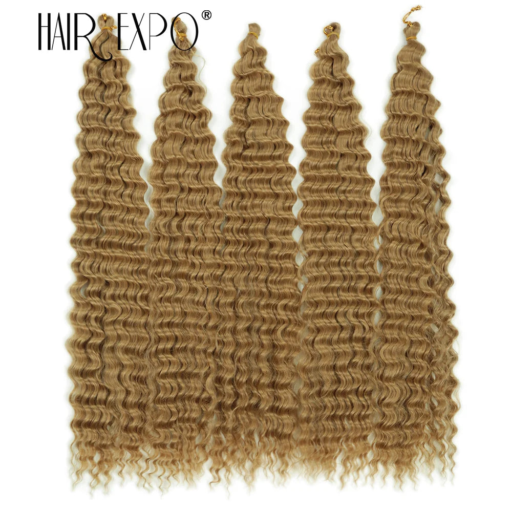 30Inch Freetress Deep Twist Crochet Hair Synthetic Curly Hair Crochet Braids Ocean Wave Braiding Hair Extension Ombre Afro Curls