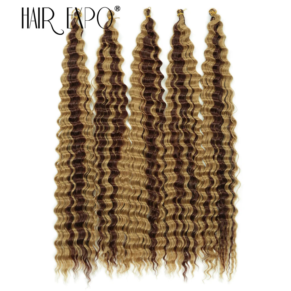 30Inch Freetress Deep Twist Crochet Hair Synthetic Curly Hair Crochet Braids Ocean Wave Braiding Hair Extension Ombre Afro Curls