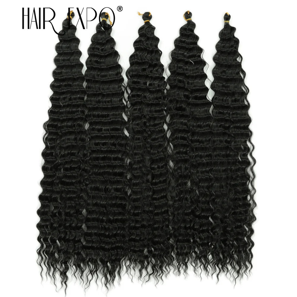 30Inch Freetress Deep Twist Crochet Hair Synthetic Curly Hair Crochet Braids Ocean Wave Braiding Hair Extension Ombre Afro Curls