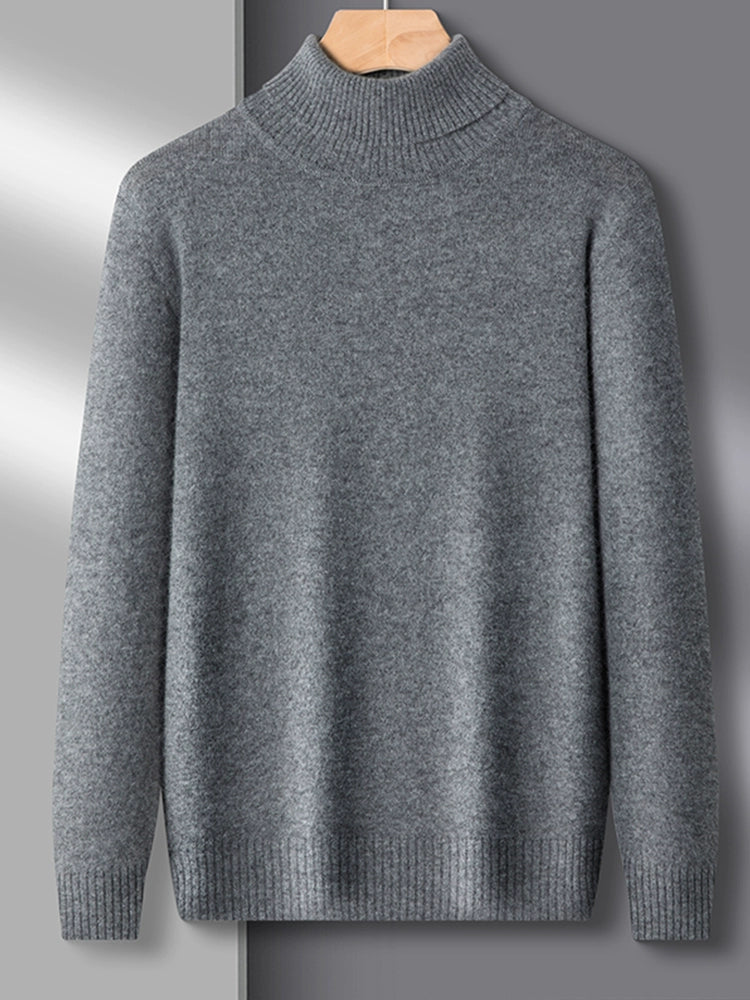 Woodpecker Genuine Goods Men High Lapel Pullover Sheep Fur Sweater