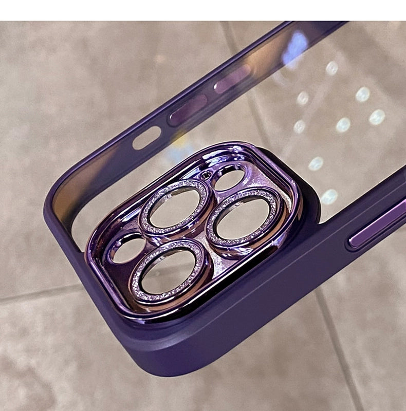 Comes with Lens Protector Purple for Apple 16pro Phone Case New Arrival Iphone15 Female Glitter 13 Transparent Silicone 14promax Fancy 12 All-Inclusive Drop-Resistant 11 Internet Celebrity Oil Painting Flowers