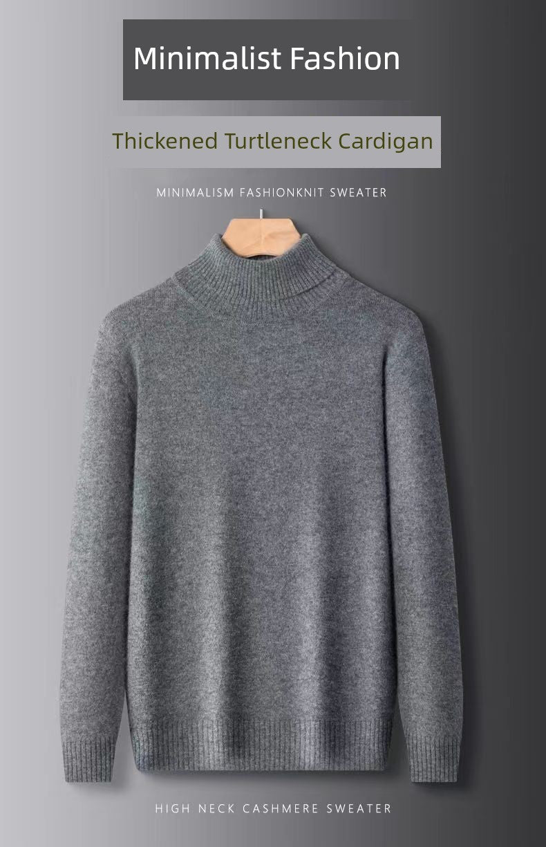 Woodpecker Genuine Goods Men High Lapel Pullover Sheep Fur Sweater