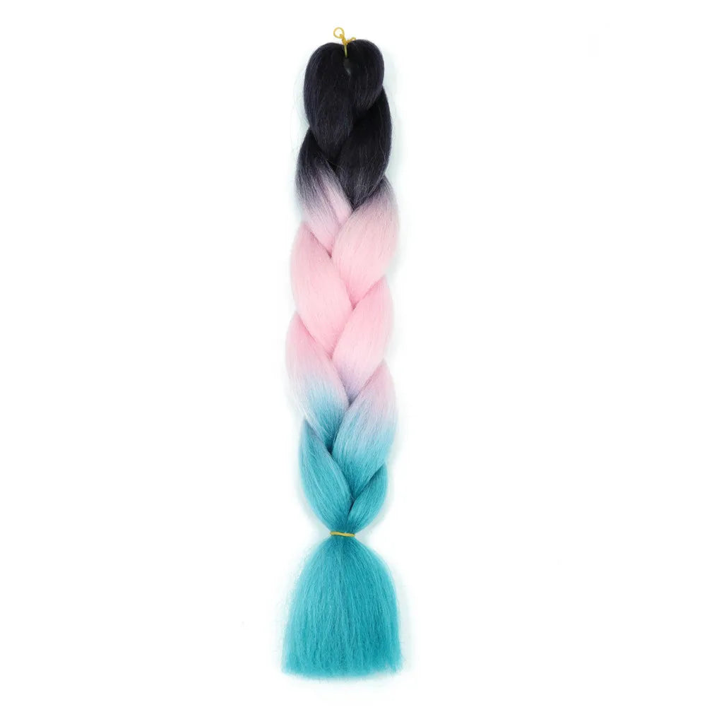 5pcs Synthetic Braiding Hair 24 Inch Jumbo Braid Ombre Jumbo Hair Extension for Women DIY Hair Braids Purple Pink Yellow Red