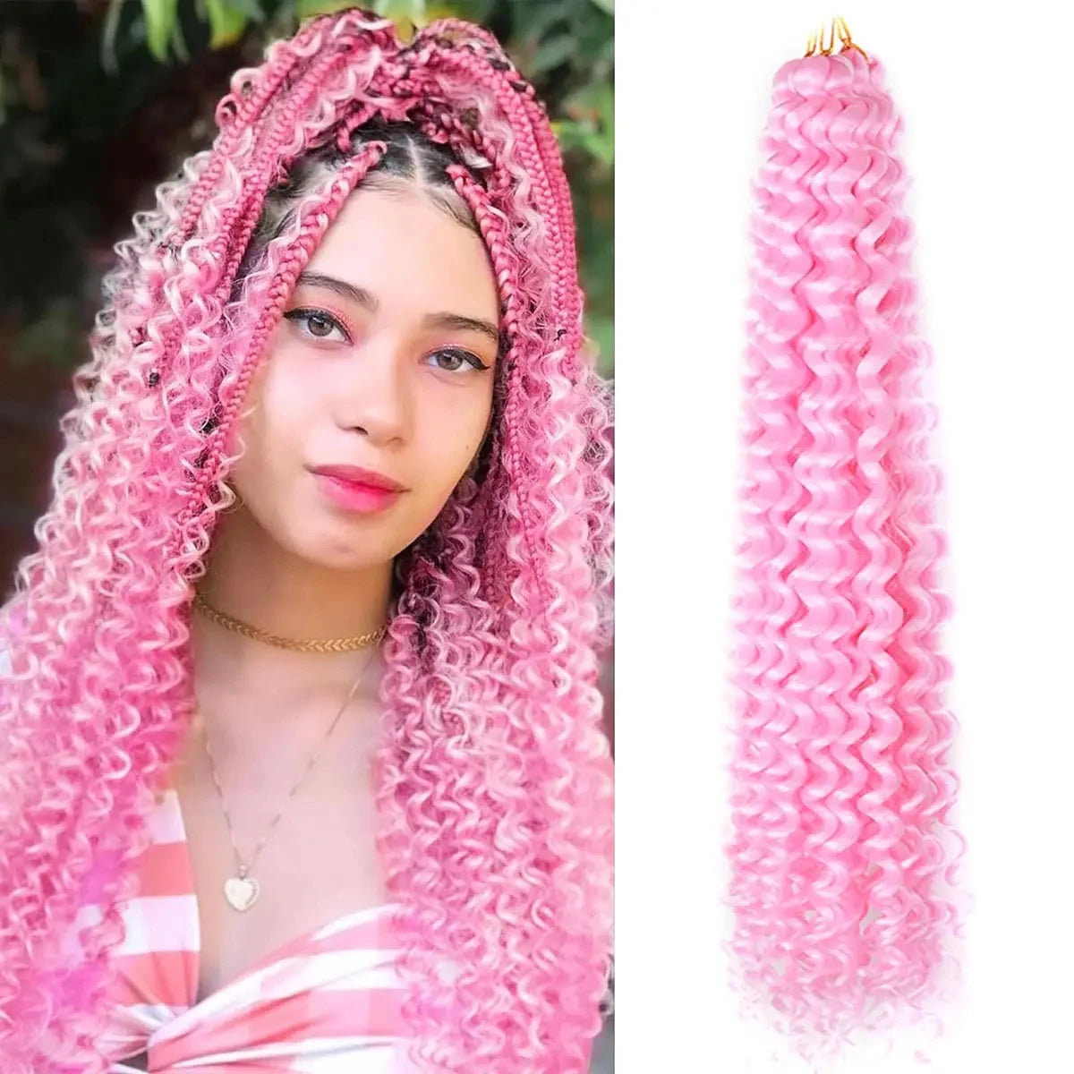 22Inch Deep Wavy Twist Crochet Braiding Hair Extensions Synthetic Braid Afro Curls Water Wave Twist Crochet Braid Hair For Women