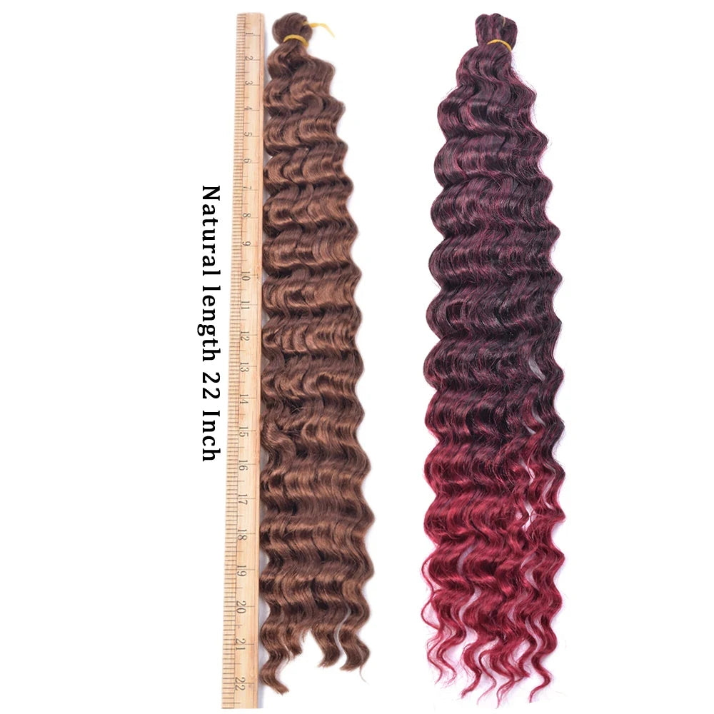 22Inch Deep Wavy Twist Crochet Braiding Hair Extensions Synthetic Braid Afro Curls Water Wave Twist Crochet Braid Hair For Women