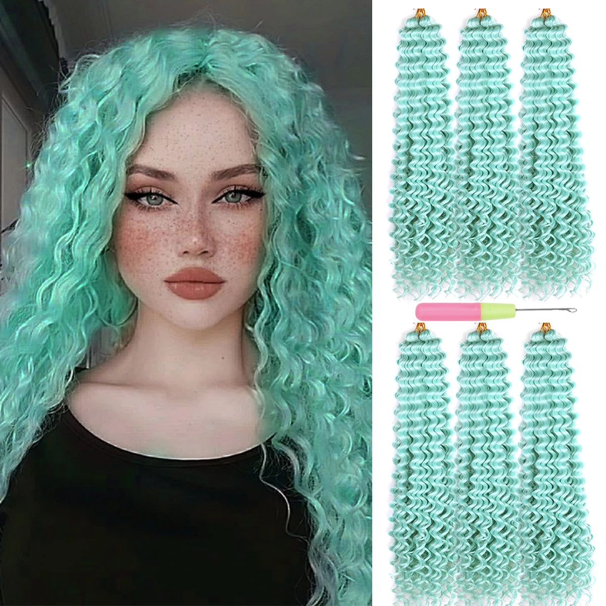 22Inch Deep Wavy Twist Crochet Braiding Hair Extensions Synthetic Braid Afro Curls Water Wave Twist Crochet Braid Hair For Women