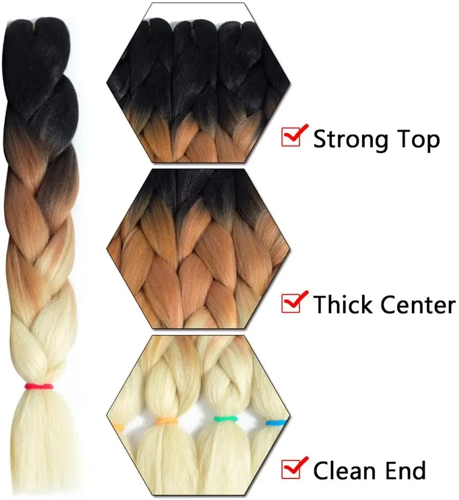5pcs Synthetic Braiding Hair 24 Inch Jumbo Braid Ombre Jumbo Hair Extension for Women DIY Hair Braids Purple Pink Yellow Red