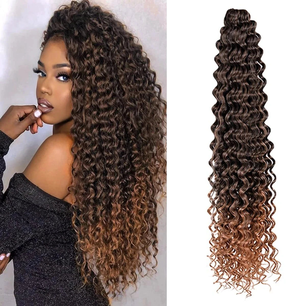 22Inch Deep Wavy Twist Crochet Braiding Hair Extensions Synthetic Braid Afro Curls Water Wave Twist Crochet Braid Hair For Women