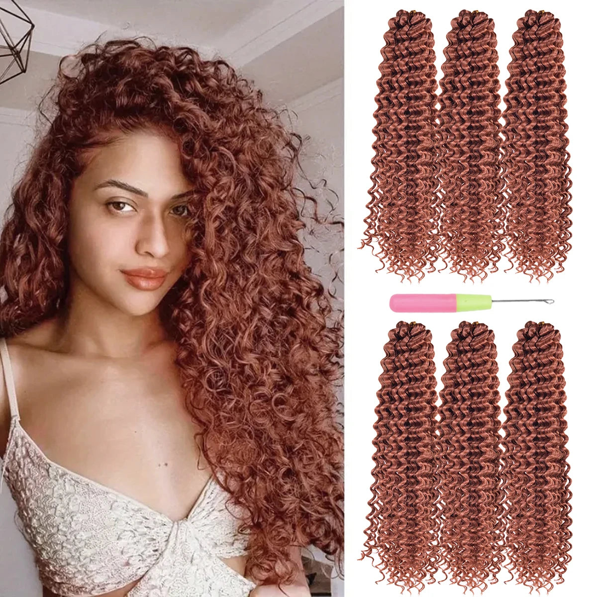 22Inch Deep Wavy Twist Crochet Braiding Hair Extensions Synthetic Braid Afro Curls Water Wave Twist Crochet Braid Hair For Women