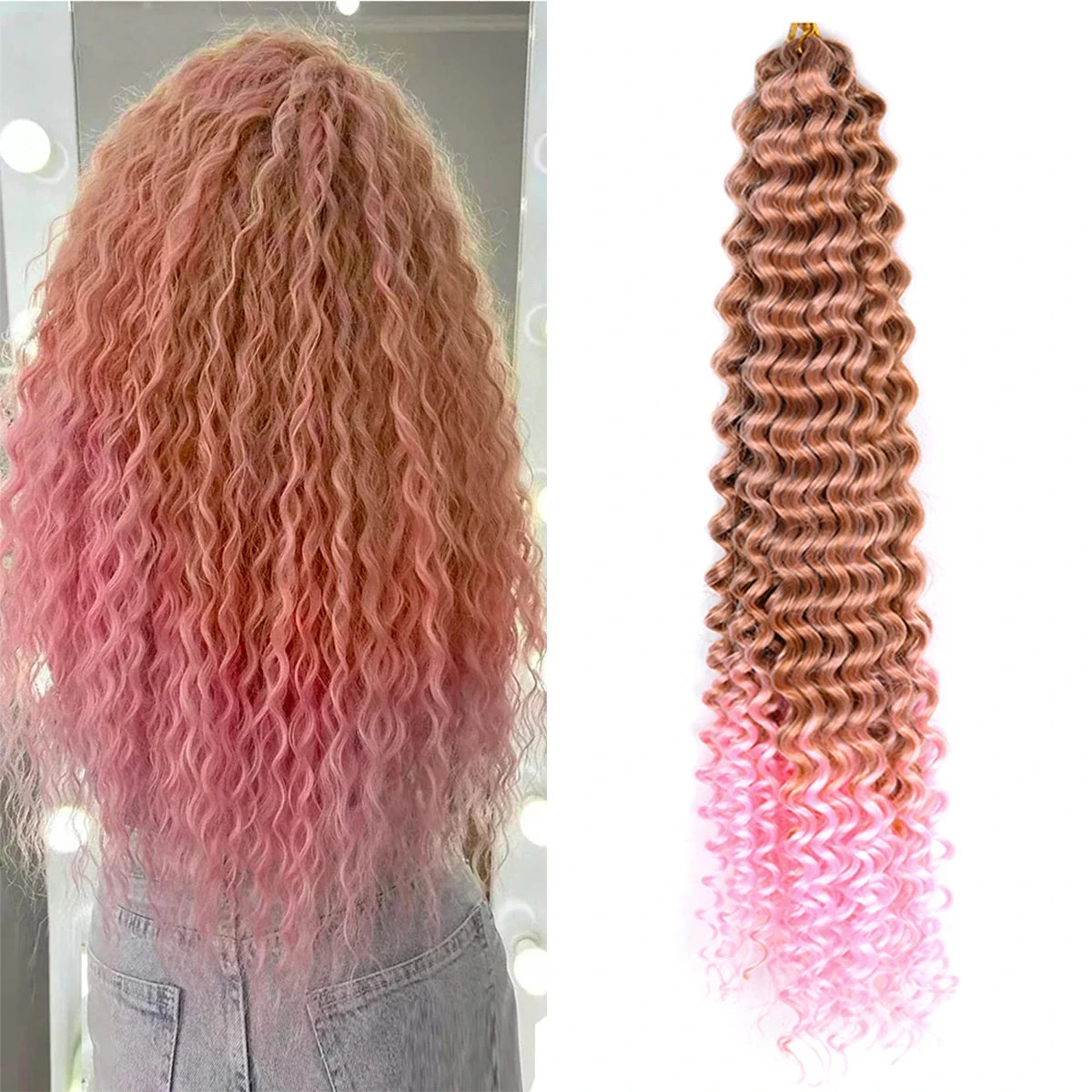 22Inch Deep Wavy Twist Crochet Braiding Hair Extensions Synthetic Braid Afro Curls Water Wave Twist Crochet Braid Hair For Women