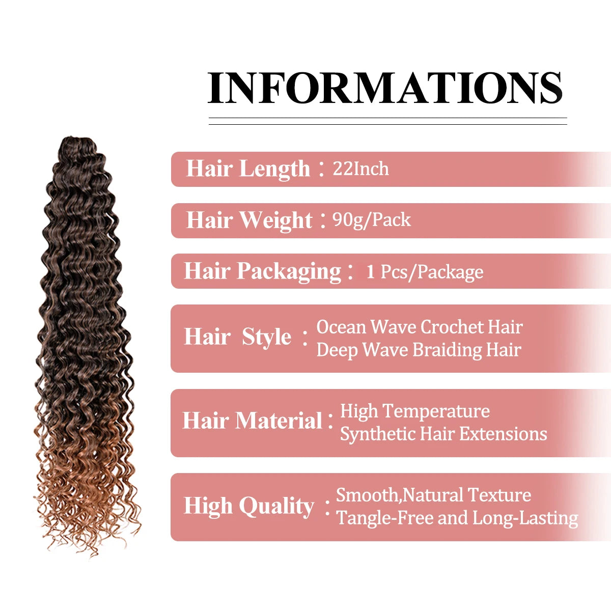 22Inch Deep Wavy Twist Crochet Braiding Hair Extensions Synthetic Braid Afro Curls Water Wave Twist Crochet Braid Hair For Women