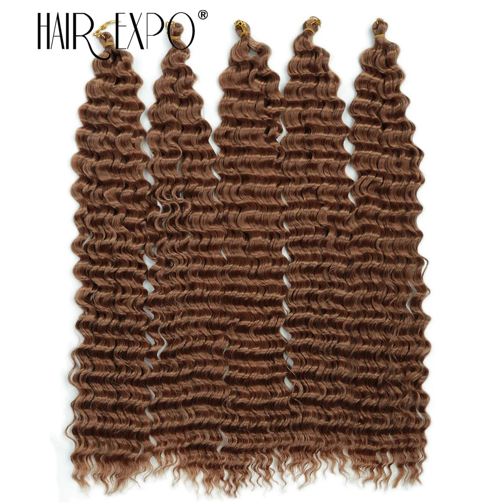 30Inch Freetress Deep Twist Crochet Hair Synthetic Curly Hair Crochet Braids Ocean Wave Braiding Hair Extension Ombre Afro Curls