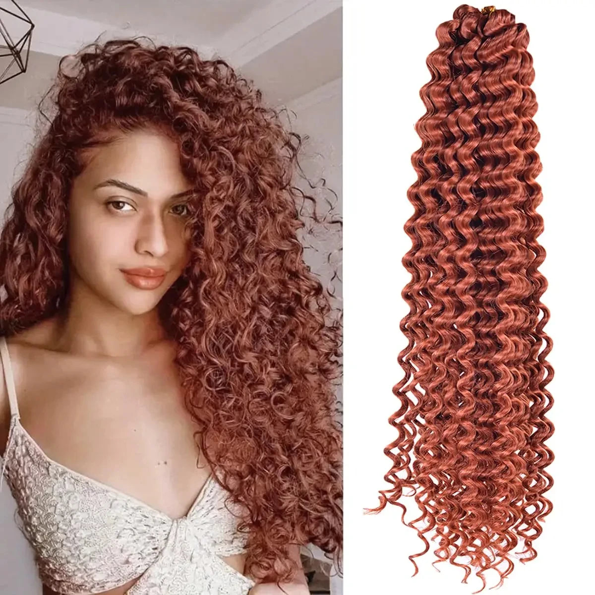 22Inch Deep Wavy Twist Crochet Braiding Hair Extensions Synthetic Braid Afro Curls Water Wave Twist Crochet Braid Hair For Women