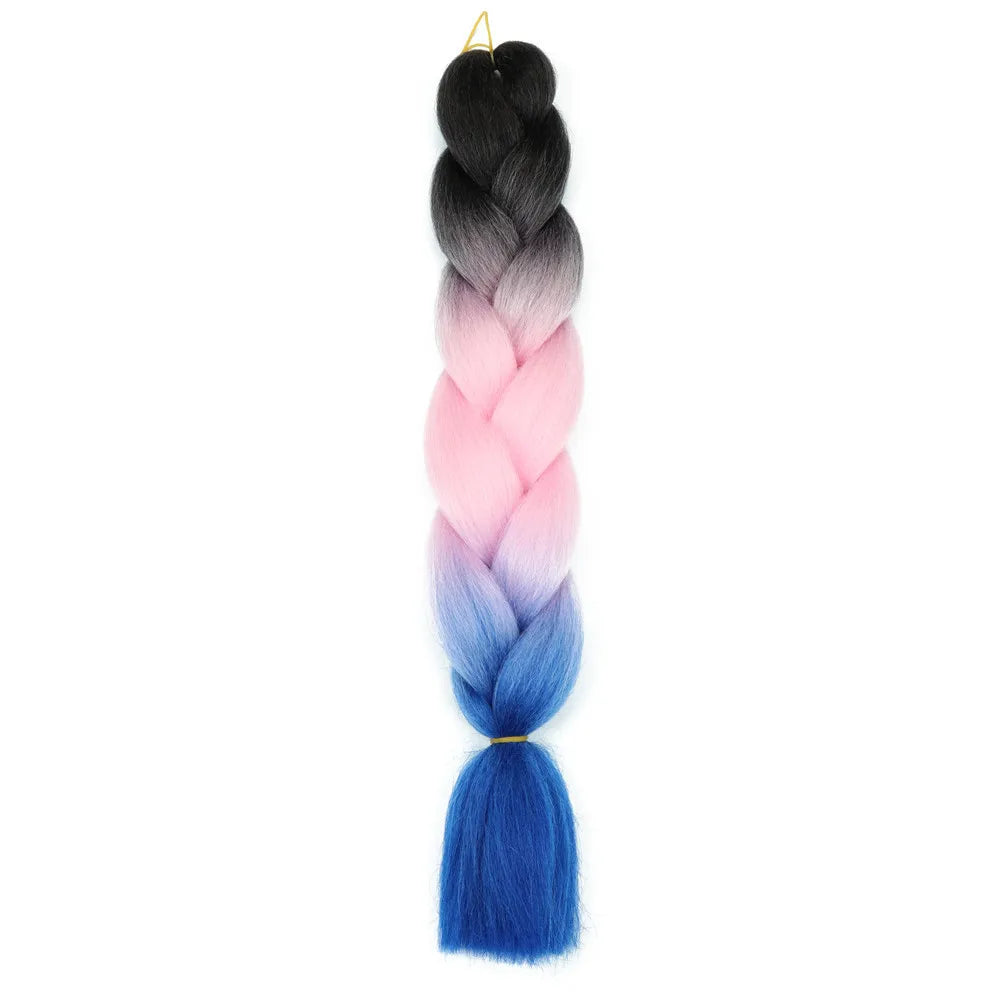 5pcs Synthetic Braiding Hair 24 Inch Jumbo Braid Ombre Jumbo Hair Extension for Women DIY Hair Braids Purple Pink Yellow Red