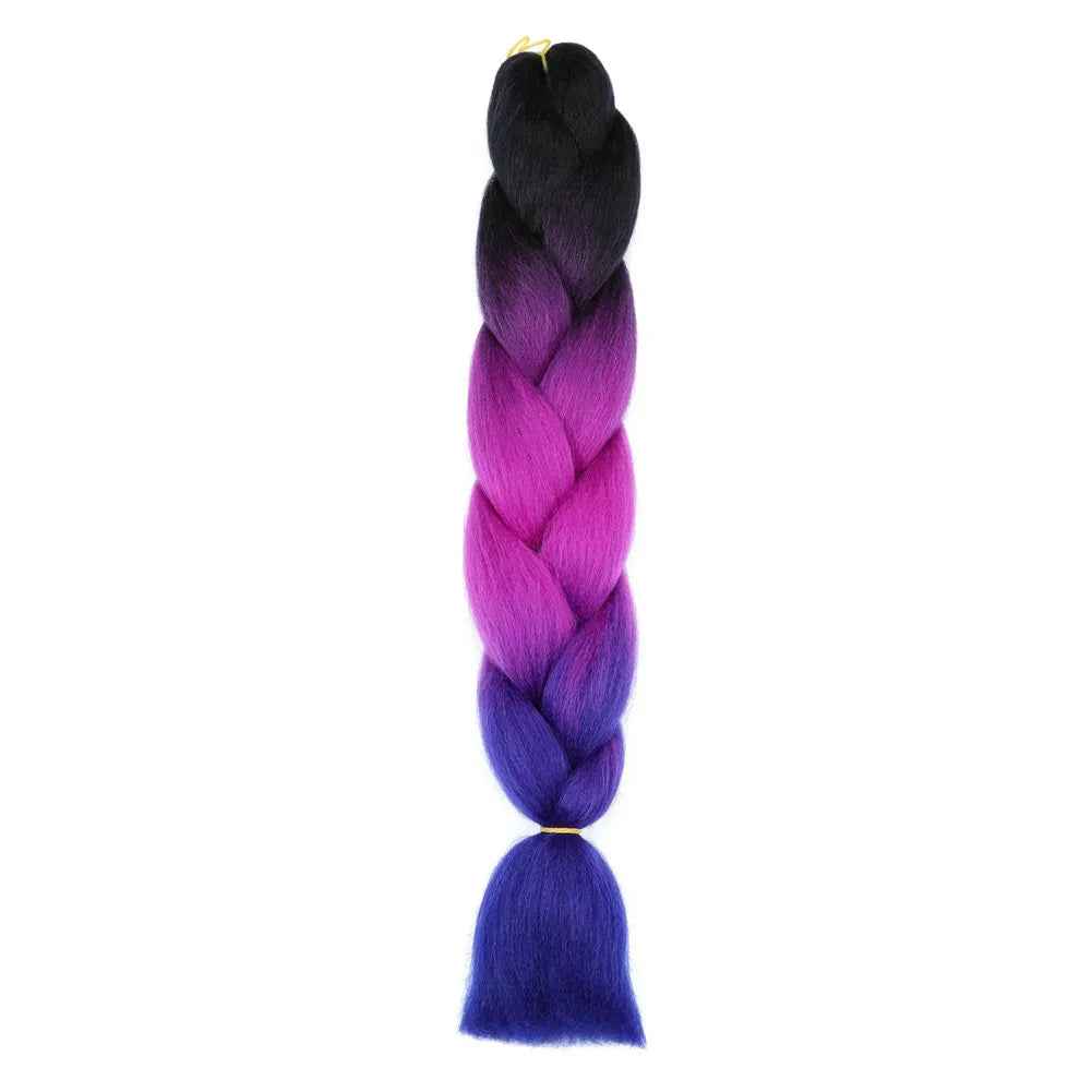 5pcs Synthetic Braiding Hair 24 Inch Jumbo Braid Ombre Jumbo Hair Extension for Women DIY Hair Braids Purple Pink Yellow Red
