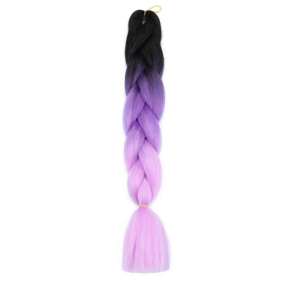 5pcs Synthetic Braiding Hair 24 Inch Jumbo Braid Ombre Jumbo Hair Extension for Women DIY Hair Braids Purple Pink Yellow Red