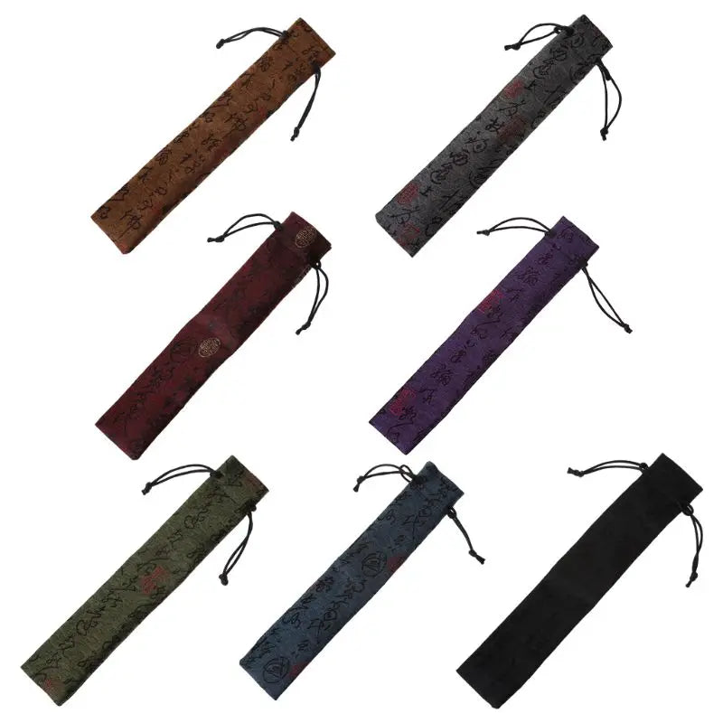 Chinese Calligraphy Style Decorative Folding Hand Fan Bag Dustproof Holder Protector Pouch Case Cover Gifts