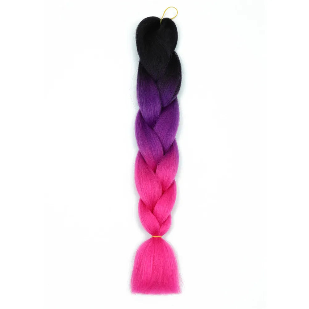 5pcs Synthetic Braiding Hair 24 Inch Jumbo Braid Ombre Jumbo Hair Extension for Women DIY Hair Braids Purple Pink Yellow Red