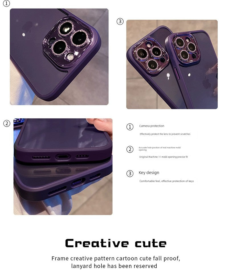 Comes with Lens Protector Purple for Apple 16pro Phone Case New Arrival Iphone15 Female Glitter 13 Transparent Silicone 14promax Fancy 12 All-Inclusive Drop-Resistant 11 Internet Celebrity Oil Painting Flowers