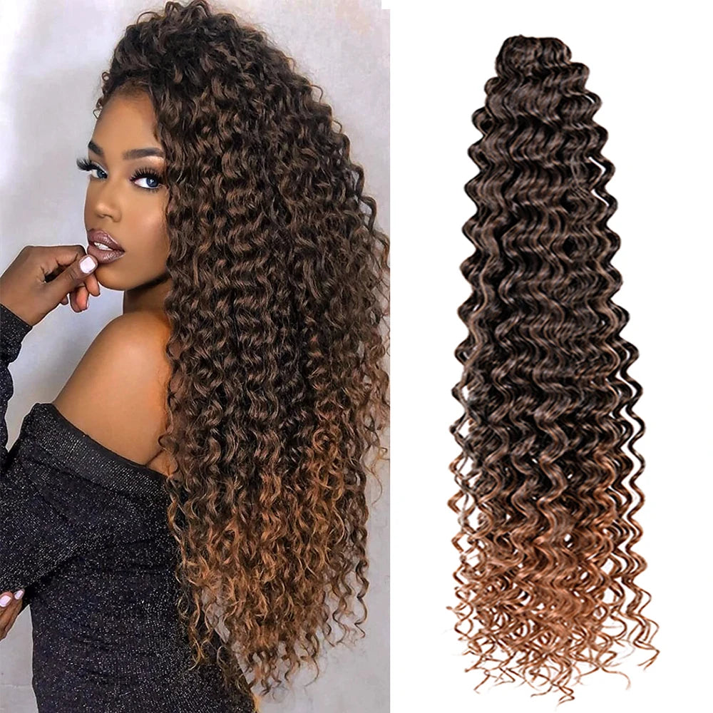 22Inch Deep Wavy Twist Crochet Braiding Hair Extensions Synthetic Braid Afro Curls Water Wave Twist Crochet Braid Hair For Women