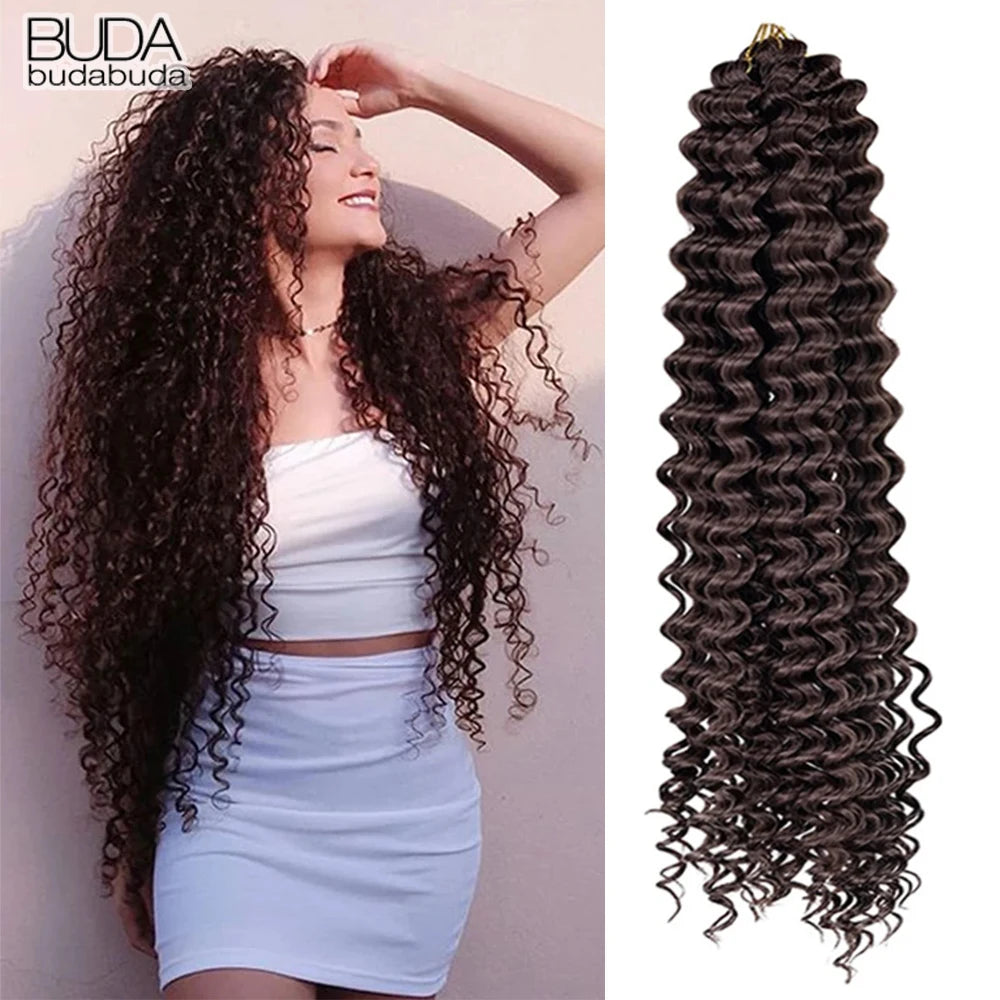 22Inch Deep Wavy Twist Crochet Braiding Hair Extensions Synthetic Braid Afro Curls Water Wave Twist Crochet Braid Hair For Women
