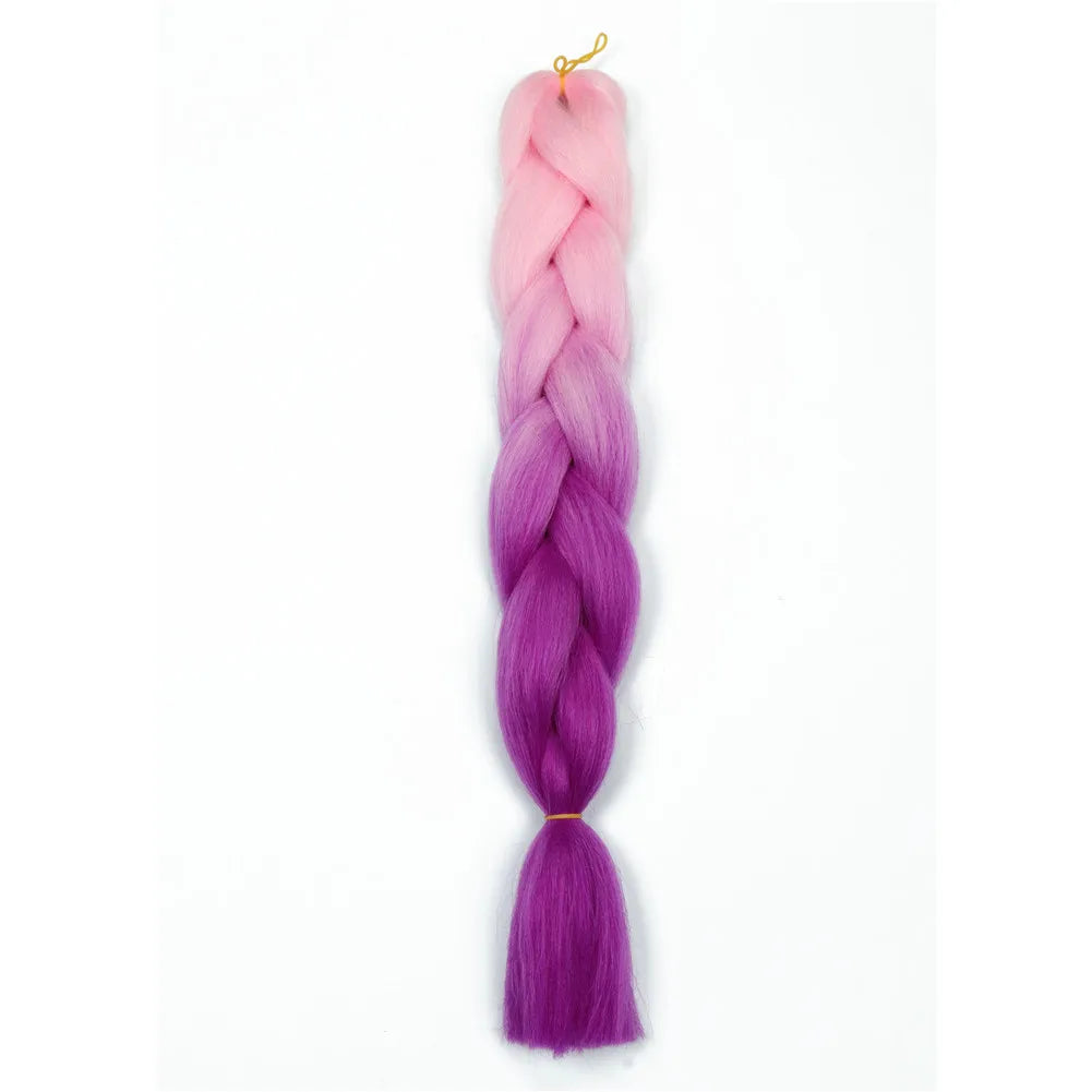 5pcs Synthetic Braiding Hair 24 Inch Jumbo Braid Ombre Jumbo Hair Extension for Women DIY Hair Braids Purple Pink Yellow Red