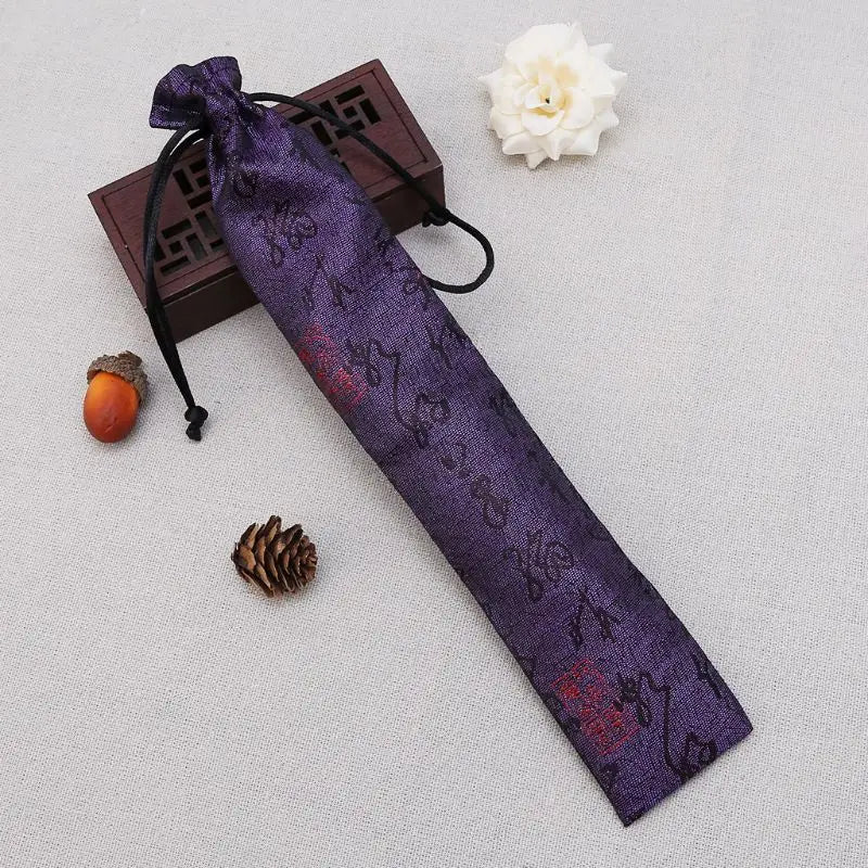 Chinese Calligraphy Style Decorative Folding Hand Fan Bag Dustproof Holder Protector Pouch Case Cover Gifts