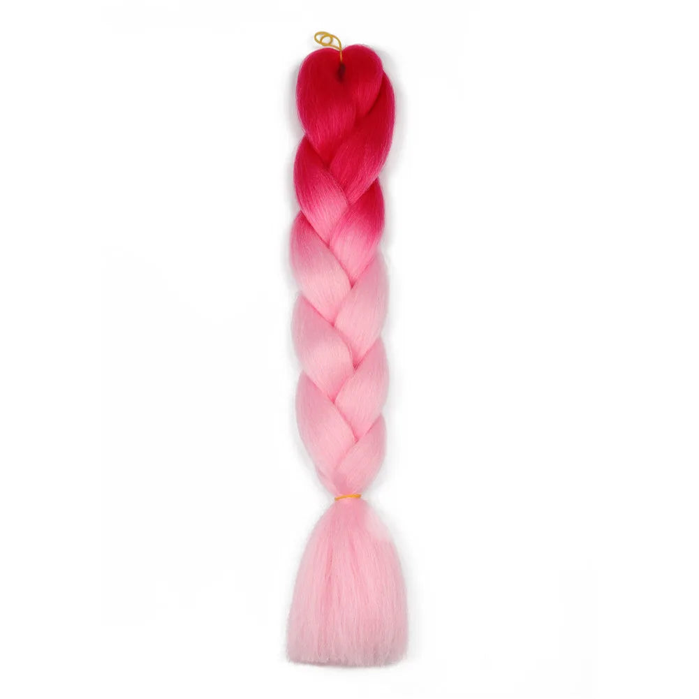5pcs Synthetic Braiding Hair 24 Inch Jumbo Braid Ombre Jumbo Hair Extension for Women DIY Hair Braids Purple Pink Yellow Red