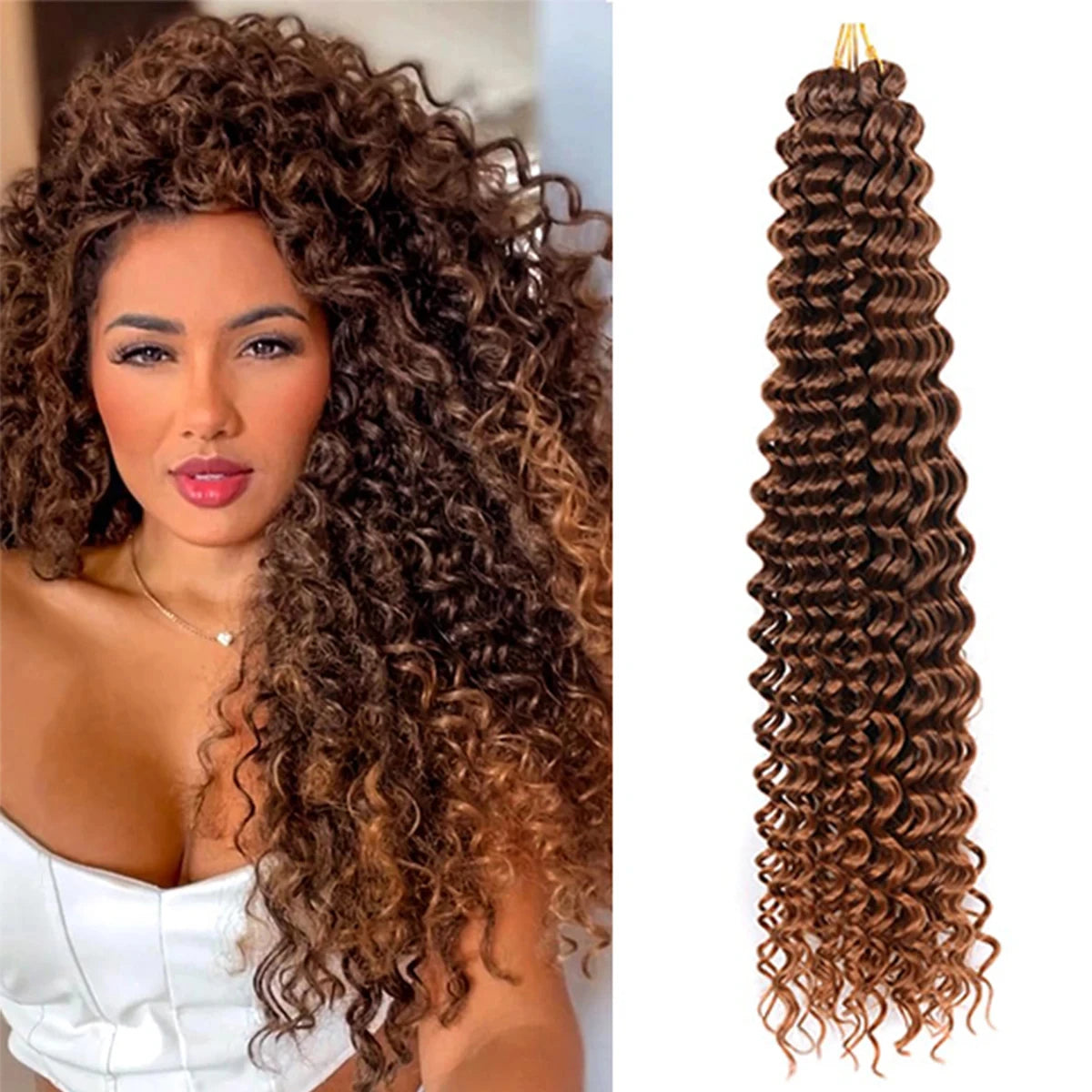 22Inch Deep Wavy Twist Crochet Braiding Hair Extensions Synthetic Braid Afro Curls Water Wave Twist Crochet Braid Hair For Women