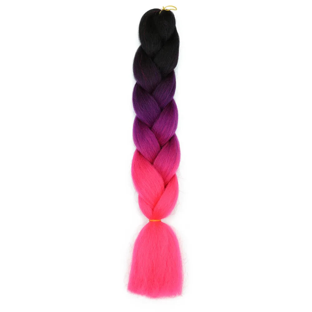 5pcs Synthetic Braiding Hair 24 Inch Jumbo Braid Ombre Jumbo Hair Extension for Women DIY Hair Braids Purple Pink Yellow Red