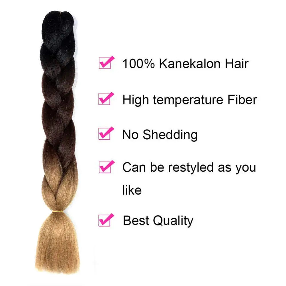 5pcs Synthetic Braiding Hair 24 Inch Jumbo Braid Ombre Jumbo Hair Extension for Women DIY Hair Braids Purple Pink Yellow Red