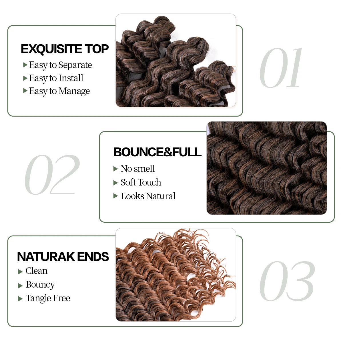 22Inch Deep Wavy Twist Crochet Braiding Hair Extensions Synthetic Braid Afro Curls Water Wave Twist Crochet Braid Hair For Women