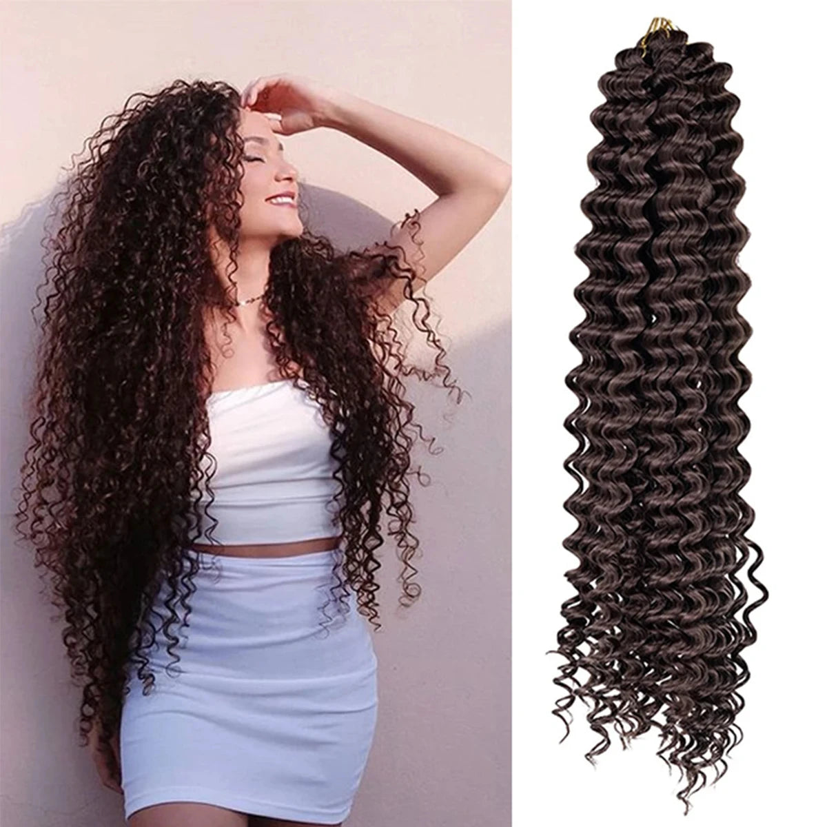 22Inch Deep Wavy Twist Crochet Braiding Hair Extensions Synthetic Braid Afro Curls Water Wave Twist Crochet Braid Hair For Women