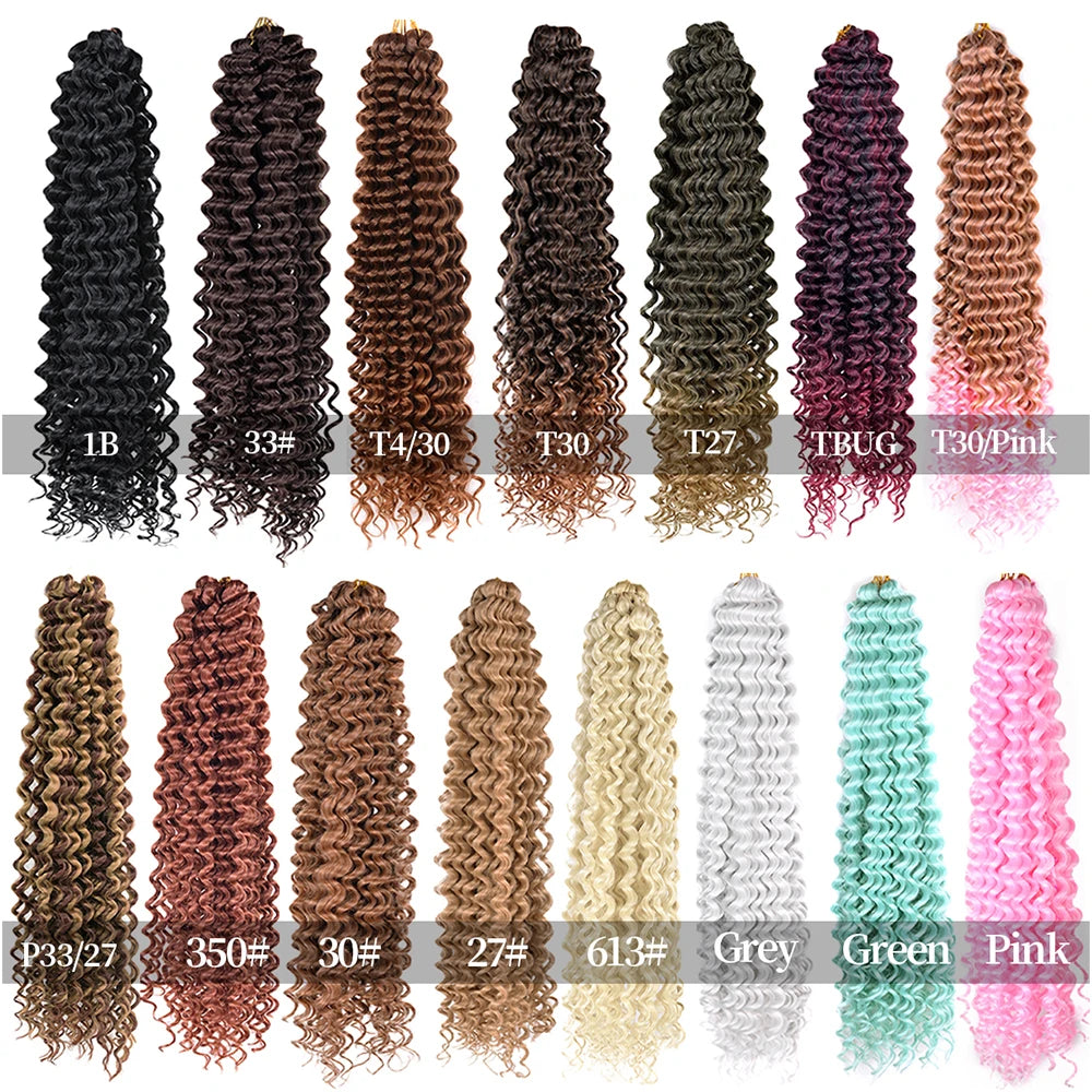 22Inch Deep Wavy Twist Crochet Braiding Hair Extensions Synthetic Braid Afro Curls Water Wave Twist Crochet Braid Hair For Women