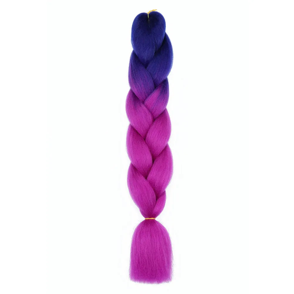 5pcs Synthetic Braiding Hair 24 Inch Jumbo Braid Ombre Jumbo Hair Extension for Women DIY Hair Braids Purple Pink Yellow Red