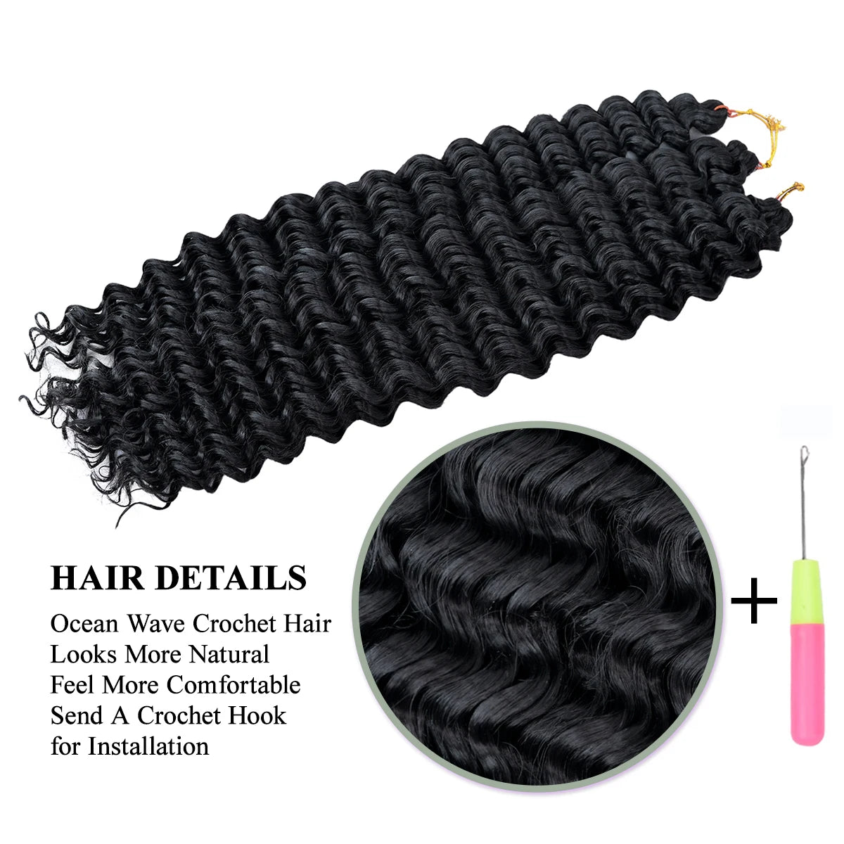 22Inch Deep Wavy Twist Crochet Braiding Hair Extensions Synthetic Braid Afro Curls Water Wave Twist Crochet Braid Hair For Women
