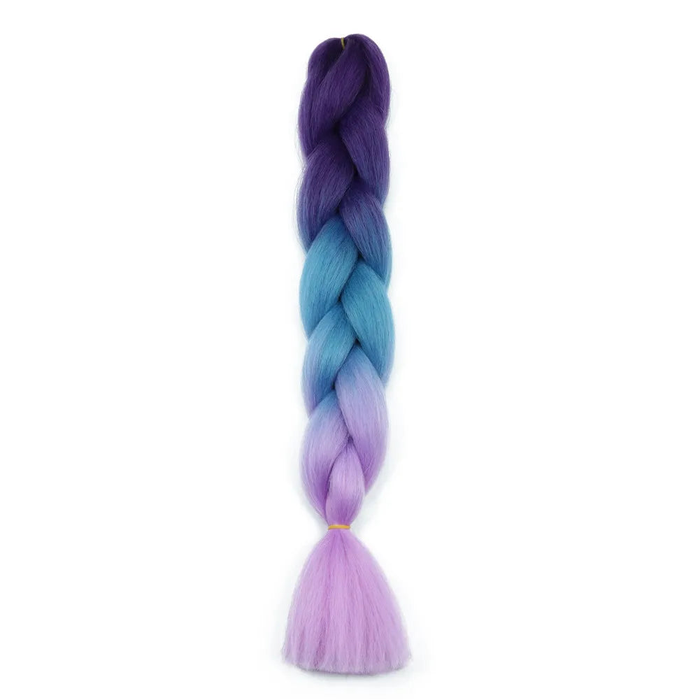 5pcs Synthetic Braiding Hair 24 Inch Jumbo Braid Ombre Jumbo Hair Extension for Women DIY Hair Braids Purple Pink Yellow Red