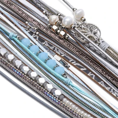 WYBU Tree Of Life Leather Bracelet For Women Multi Layer Winding Creative Freshwater Pearl Women's Bracelet With Free Shipping